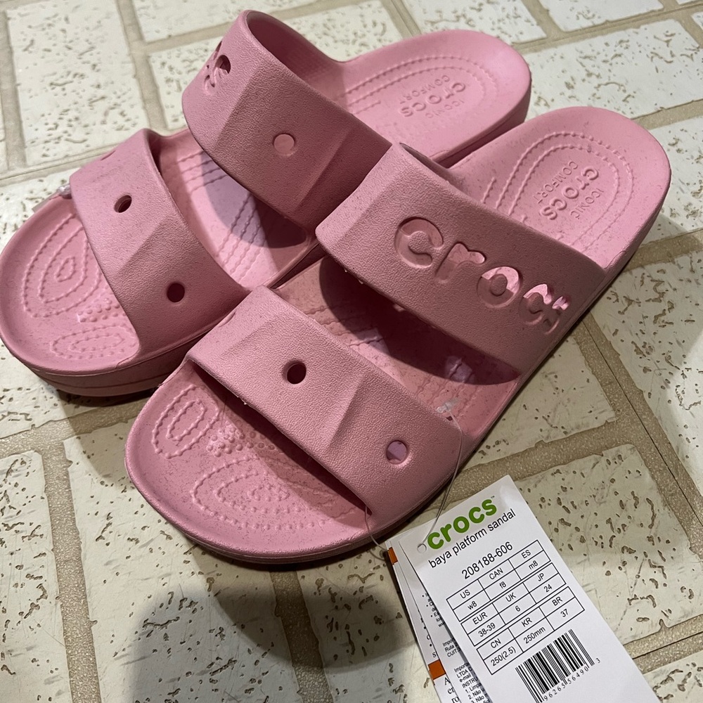 CROCS Kids Light Pink Slide Sandals